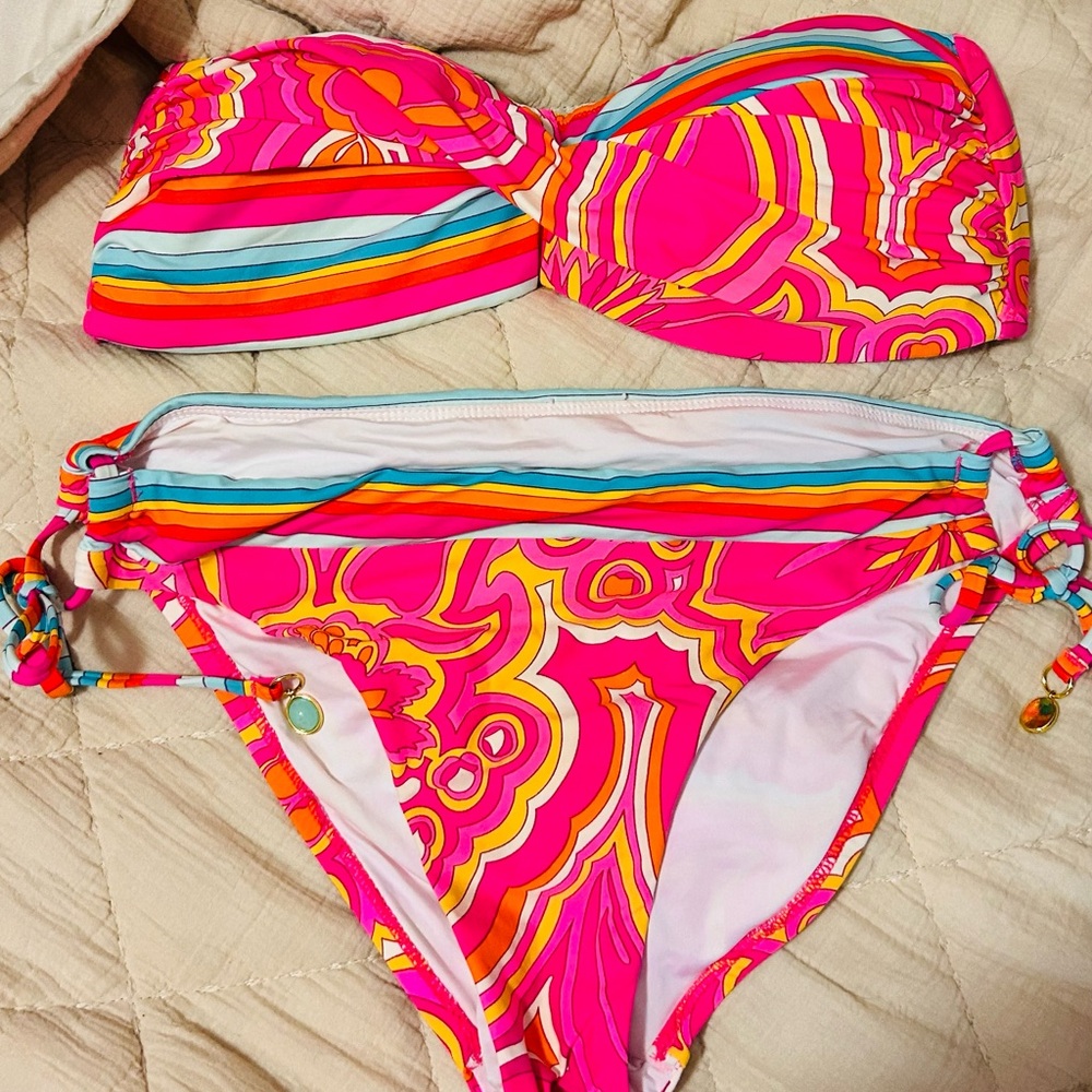 Trina Turk Pink and Orange Bikini bandeau